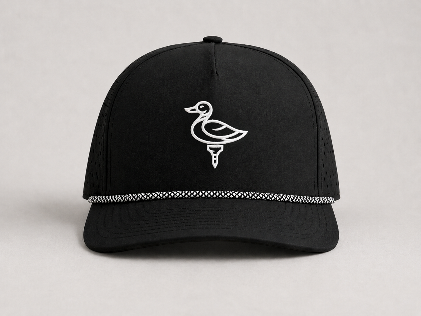 The Duck Hook - Stroke Logo - Black Roped Performance Hat