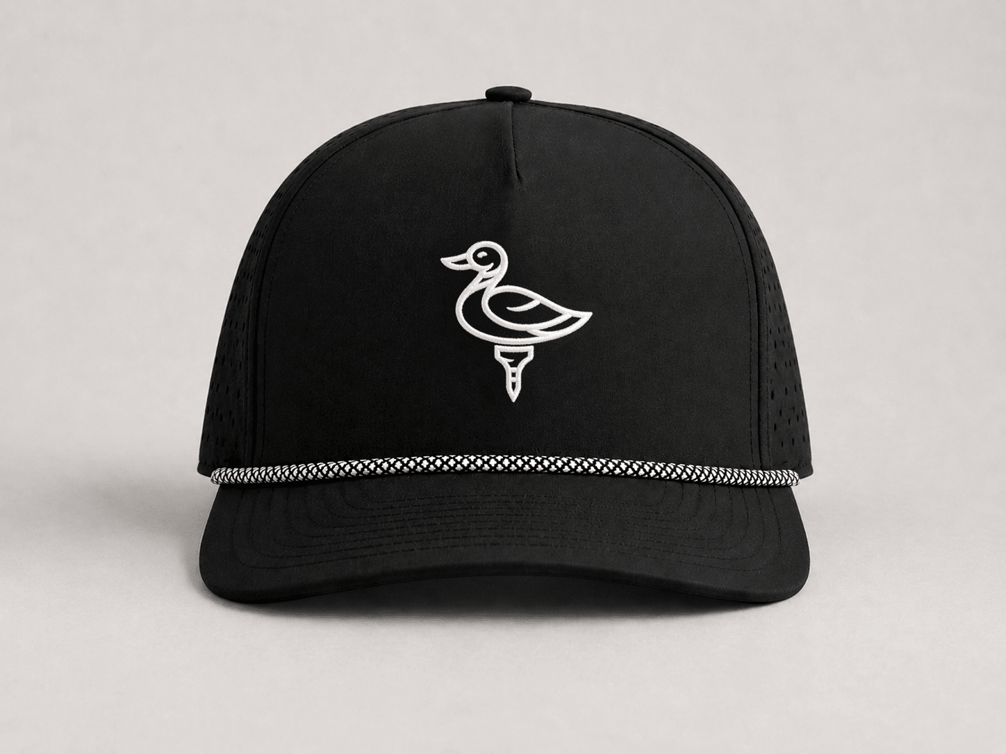 The Duck Hook - Stroke Logo - Black Roped Performance Hat - The HRTLND