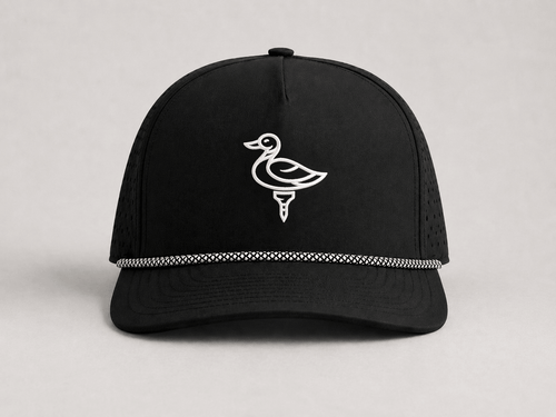 The Duck Hook - Stroke Logo - Black Roped Performance Hat - The HRTLND
