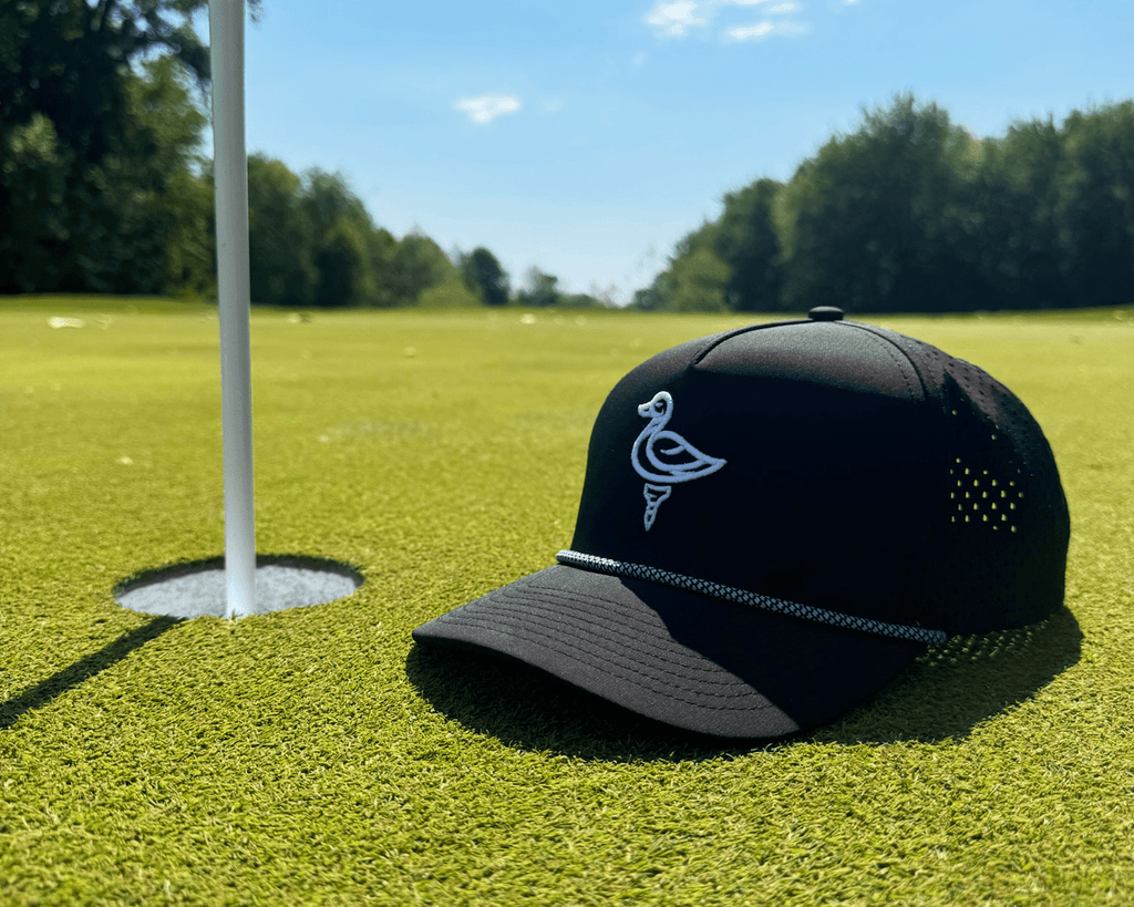 The Duck Hook - Stroke Logo - Black Roped Performance Hat - The HRTLND