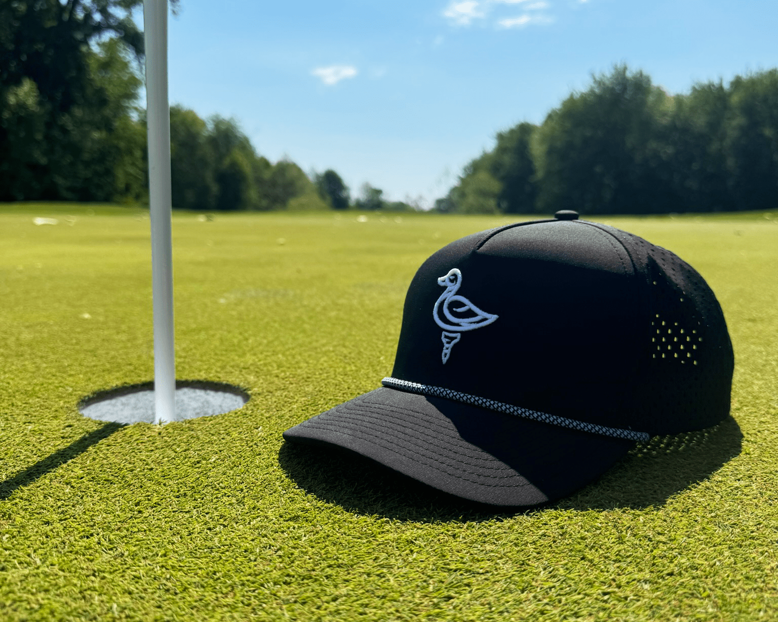 The Duck Hook - Stroke Logo - Black Roped Performance Hat - The HRTLND
