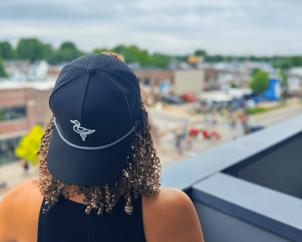 The Duck Hook - Stroke Logo - Black Roped Performance Hat - The HRTLND